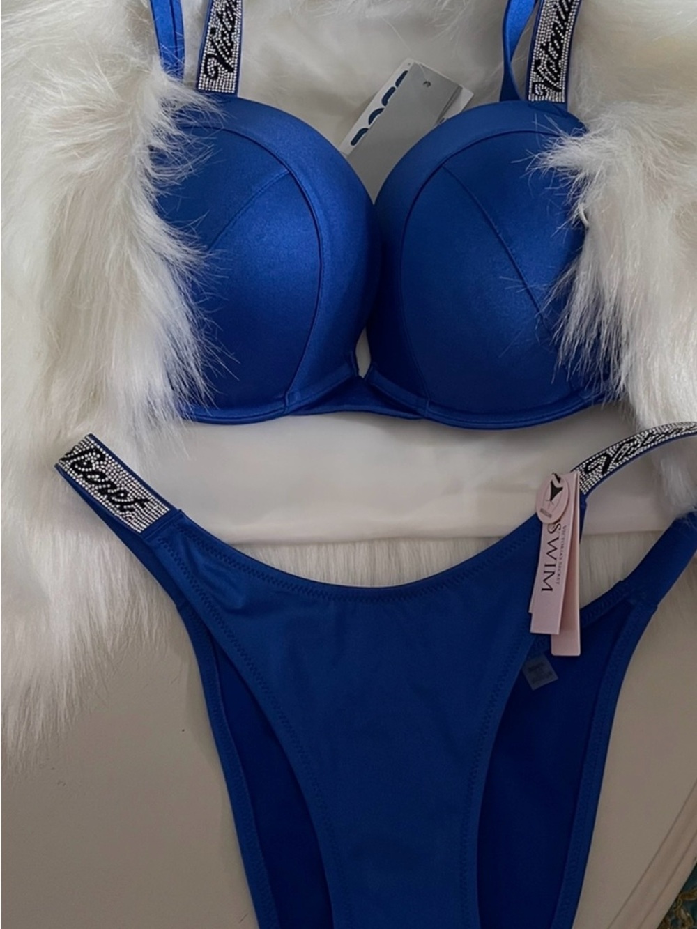 Victoria's Secret Royal Blue Push-Up Bikini with Logo Straps